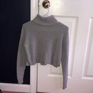 Cropped turtle neck sweater.